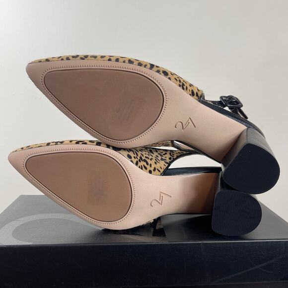 New 27 Edit Meera Slingback Pump Nude Leopard Calf Hair Leather Women's Size 6.5 - Picture 7 of 7
